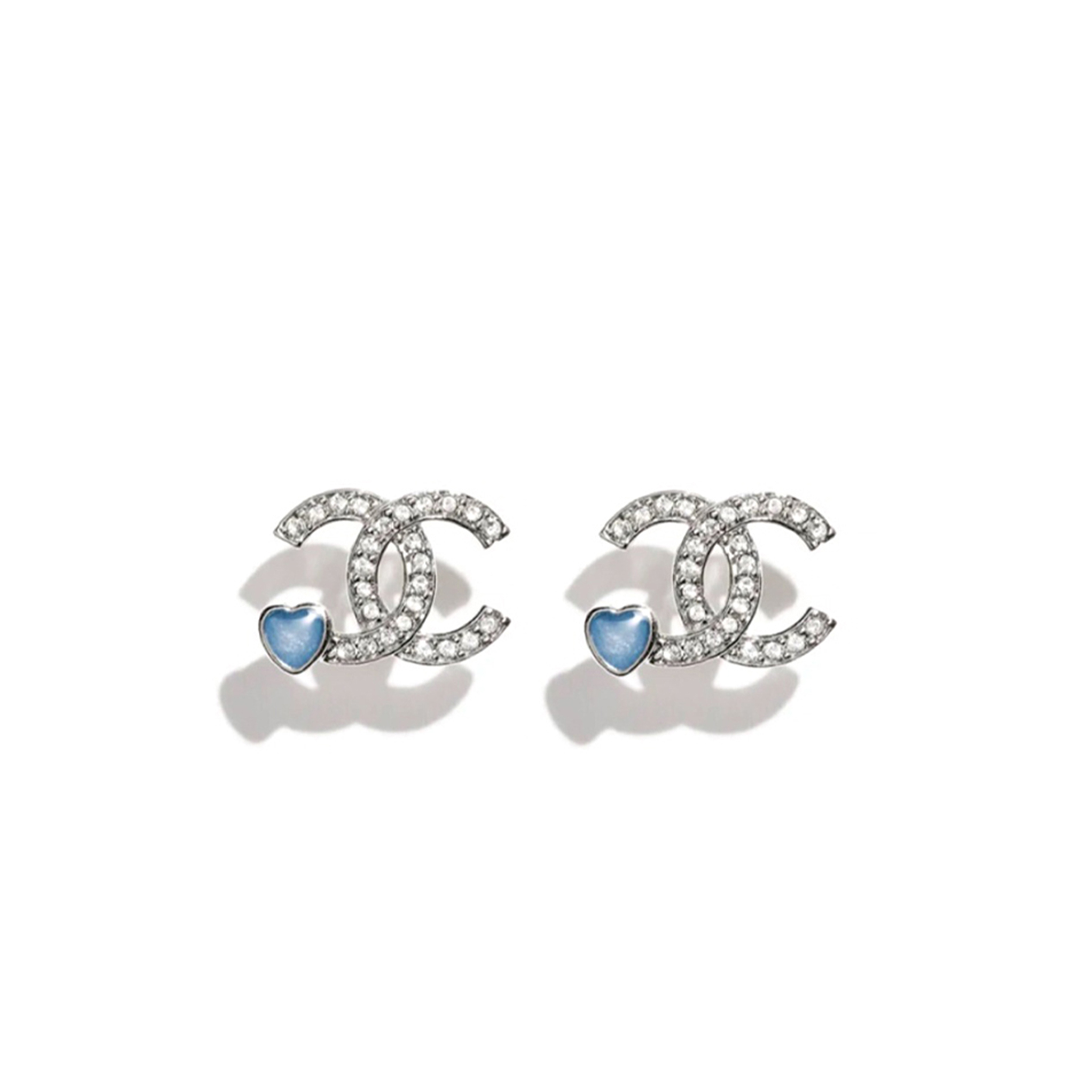 Ch**el rhinestone double c heart earrings abf526